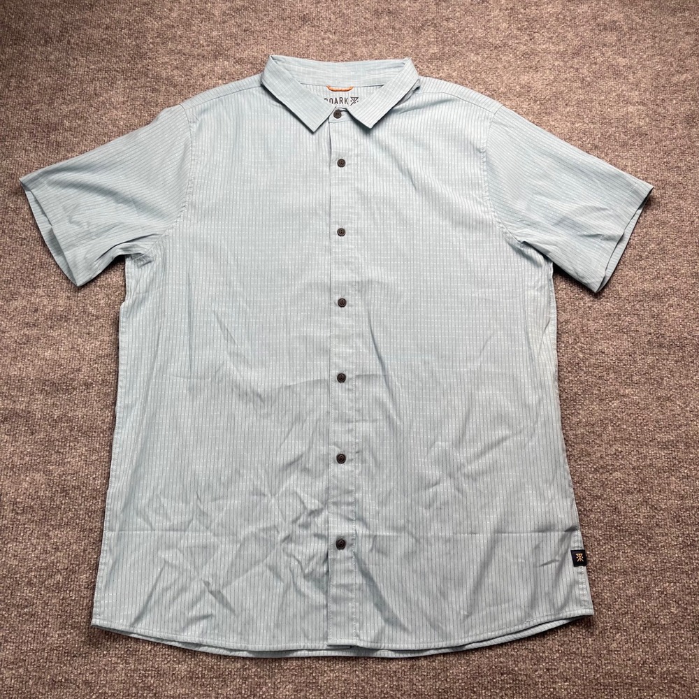 Roark Mens XL Blue Micro Grid Perforated Breathable Stretch Short Sleeve Shirt